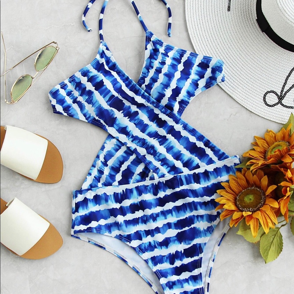 Blue tie dye swimsuit